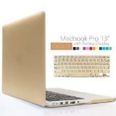 iBenzer - 2 in 1 Soft-Touch Series Plastic Hard Case Cover & Keyboard Cover for 13 inches Macbook Pro 13.3'' with Retina display (Model: A1502 / A1425 ), Gold MMP13R-GD+1