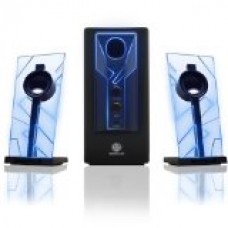 GOgroove BassPULSE 2.1 Computer Stereo Speaker System with Blue LED Glow Lights & Powered Subwoofer - Works with PC , Apple MAC , ASUS , Acer , Alienware , Cybertron , Dell , HP , Lenovo Desktops , Laptops & Gaming Computers