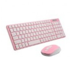 E-More® Fashion Ultra-thin Elegant Quiet M3 Waterproof 2.4G Multimedia Optical Wireless Keyboard and Mouse Combos & USB Receiver Kit Silicon For PC Laptop Notebook Compatible to Windows 7 8A Laptop (Pink)