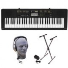 Casio Inc. CTK2400 PPK 61-Key Premium Portable Keyboard Package with Samson HP30 Headphones, Stand and Power Supply