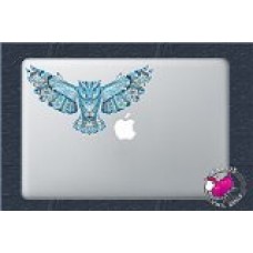 Blue Pattern Flying Owl (4 INCHES) Color Vinyl Decal Sticker Car Window MacBook Laptop Computer Tattoo Design Artist Drawing Bird Birds Feather Feathers Landing Hoot Forest Hope Strength Power Hunter Strong