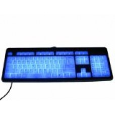Modtek Super Slim Acrylic Illuminated Backlit USB Computer Keyboard Blue-By Advanced Gaming Systems